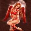Красавица с красными крылышками, девушка-ангел.