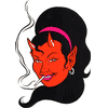 Аватарка с курящей дьяволицей, женщина дьявол.