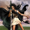 Женщина-воин с длинным мечом в руке.