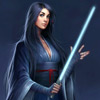 Аватарка воительницы с лазерным мечом в руке.