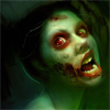 Девушка зомби, вампирша с красными глазами.