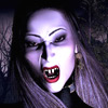 Аватарка женщины вампира с клыками, ведьма.