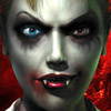 Клыкаская девушка вампир с разноцветными глазами.