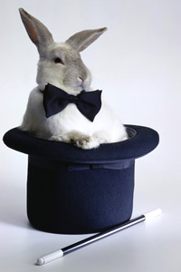 Картинка кролик с бабочкой в волшебной шляпе, скачать аватарку бесплатно.