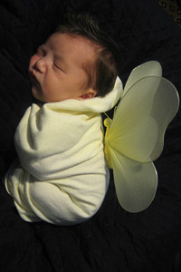 Аватарка для контакта спящий младенец в костюме бабочки, скачать бесплатно.