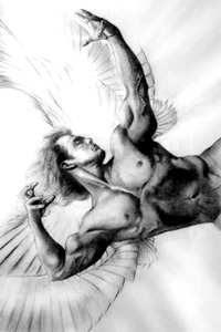 Мускулистый мужчина ангел, крылатый ангельский качок, аватарка.
