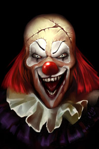 Аватарка для контакта с демоническим клоуном. Дьявольский клоун с красным носом.