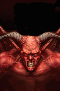 Аватарка для контакта с изображением злого рогатого демона.
