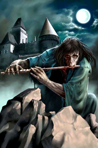 Картинка с изображением вампира, играющего на флейте.