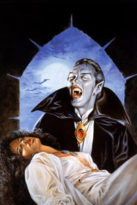Полная луна, аватарка для вконтакте с лордом вампиров Дракулой и девушкой - его жертвой.