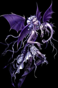 Аватарка для контакта демоническая девушка с крыльями дракона, скачать картинку.