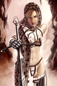 Аватарка для контакта северная девушка-воин с оружием, скачать аватарку бесплатно.