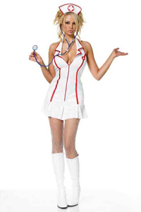 Сексуальный наряд медсестры для сексуальных удовольствий. Девушка в короткой юбке.