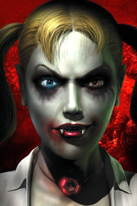 Аватарка страшная вампирша, острые клыки, горящие глаза, скачать бесплатно.