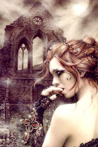 Аватарка в контакте готическая девушка вампир, замок, корсет, скачать бесплатно.
