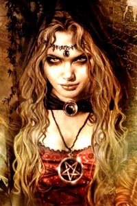 Картинка в контакте симпатичная девушка вампир, хищный взгляд, скачать аватарку вконтакте.
